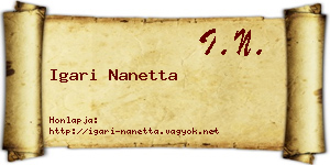 Igari Nanetta névjegykártya